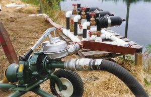 Caprari PTO pump with filter bank in the background